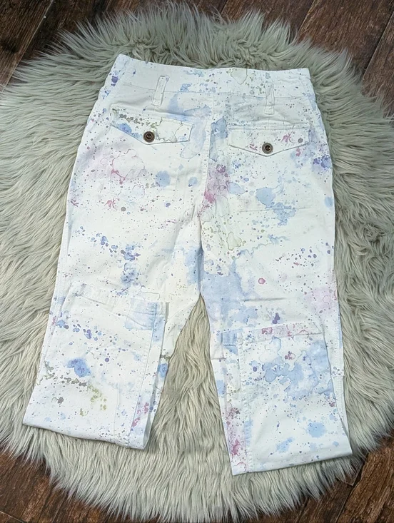 Anthropologie White Canvas Tote with Multicolor Paint Splatters - Picture 3 of 8